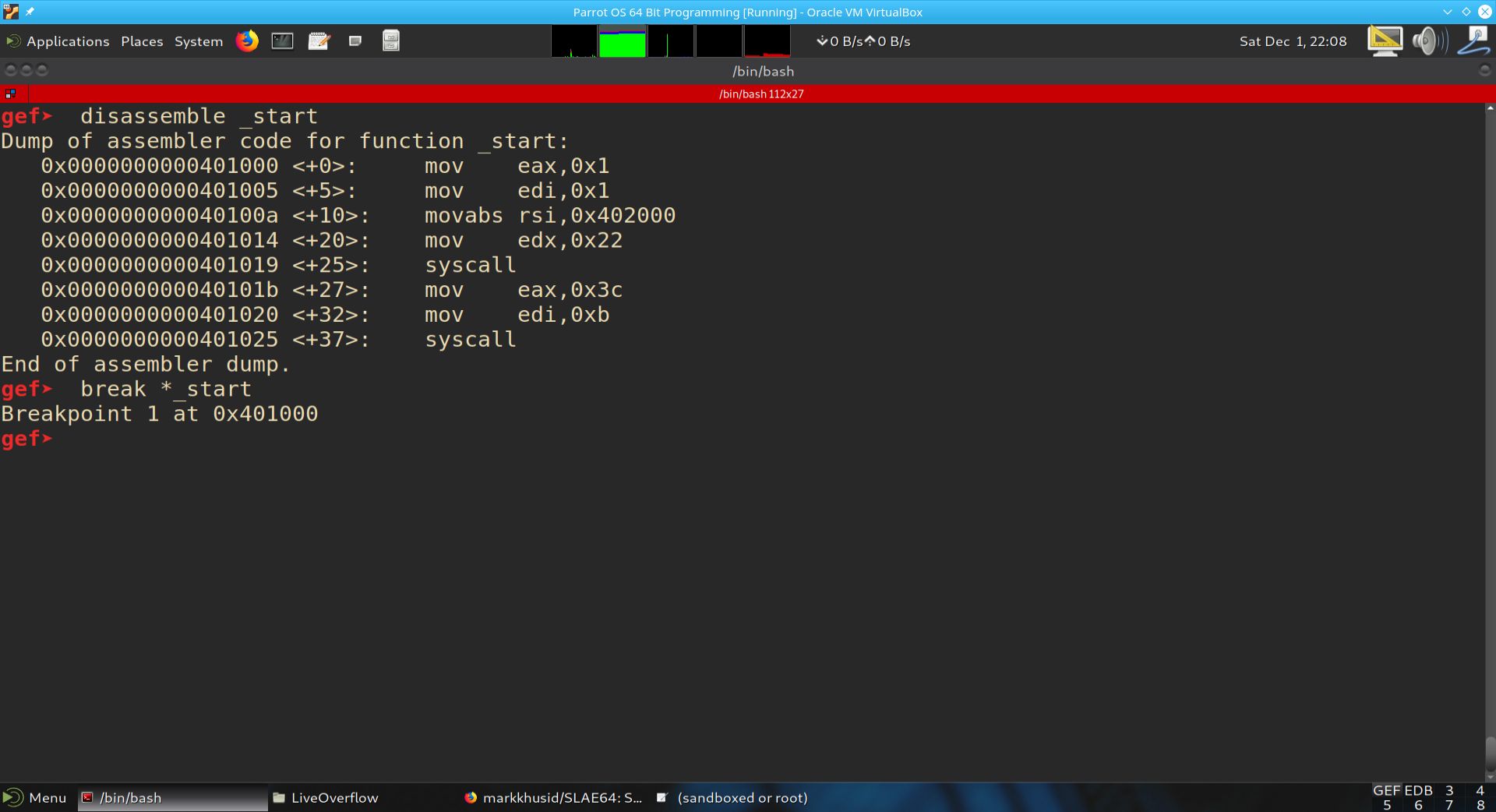 helloworld in GDB before run