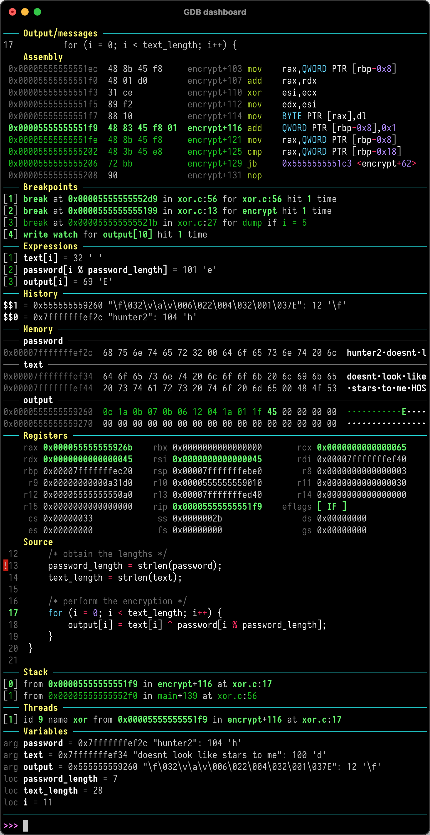 GDB Dashboard by cyrus-and