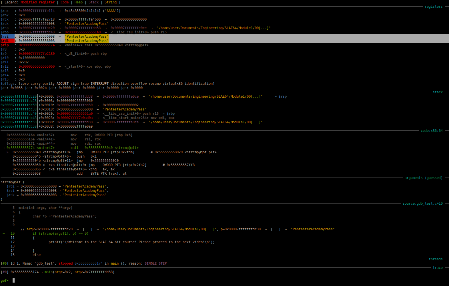 Result of Setting *rdi* to *rsi*