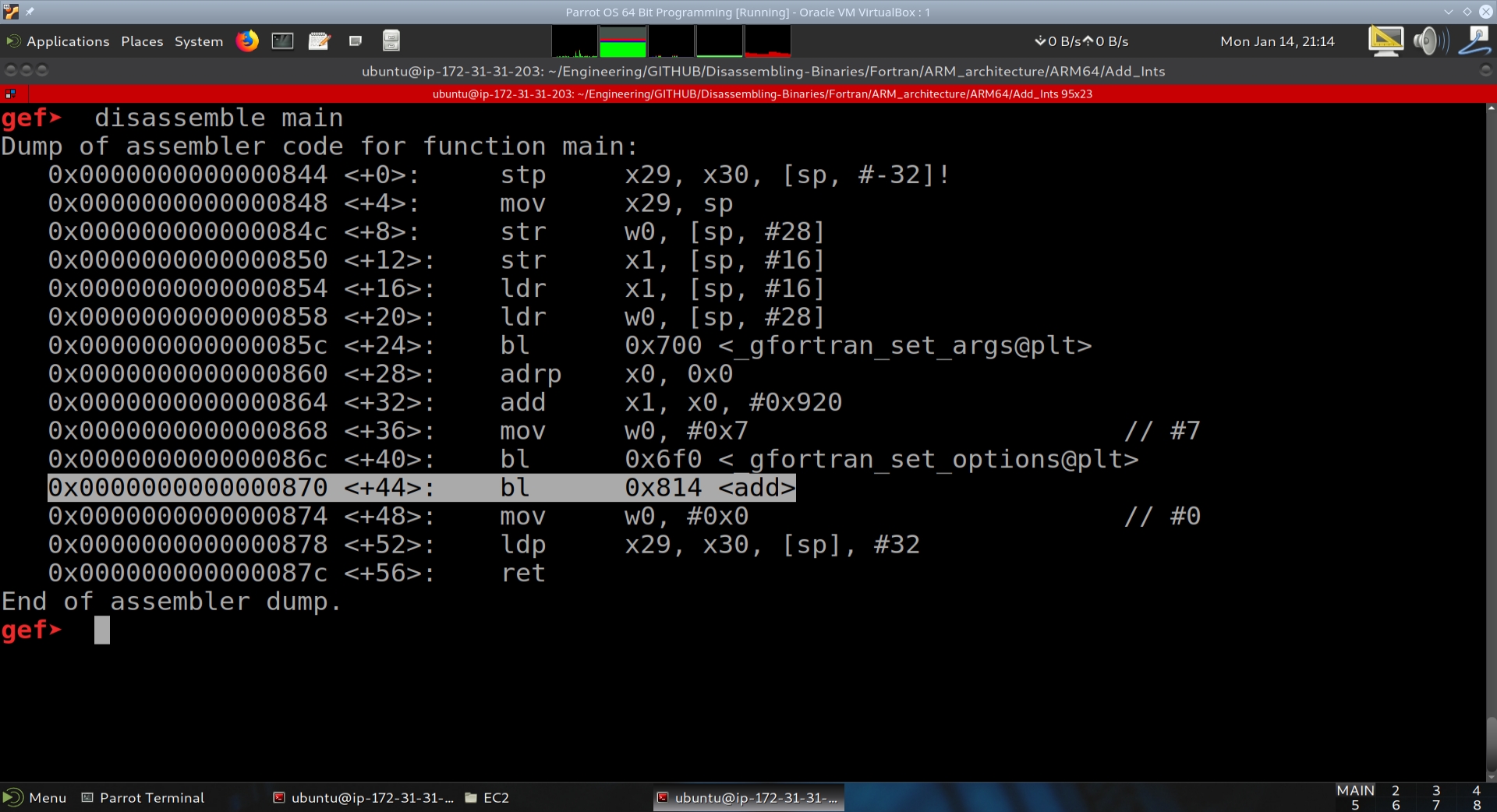 Disassembly of function main