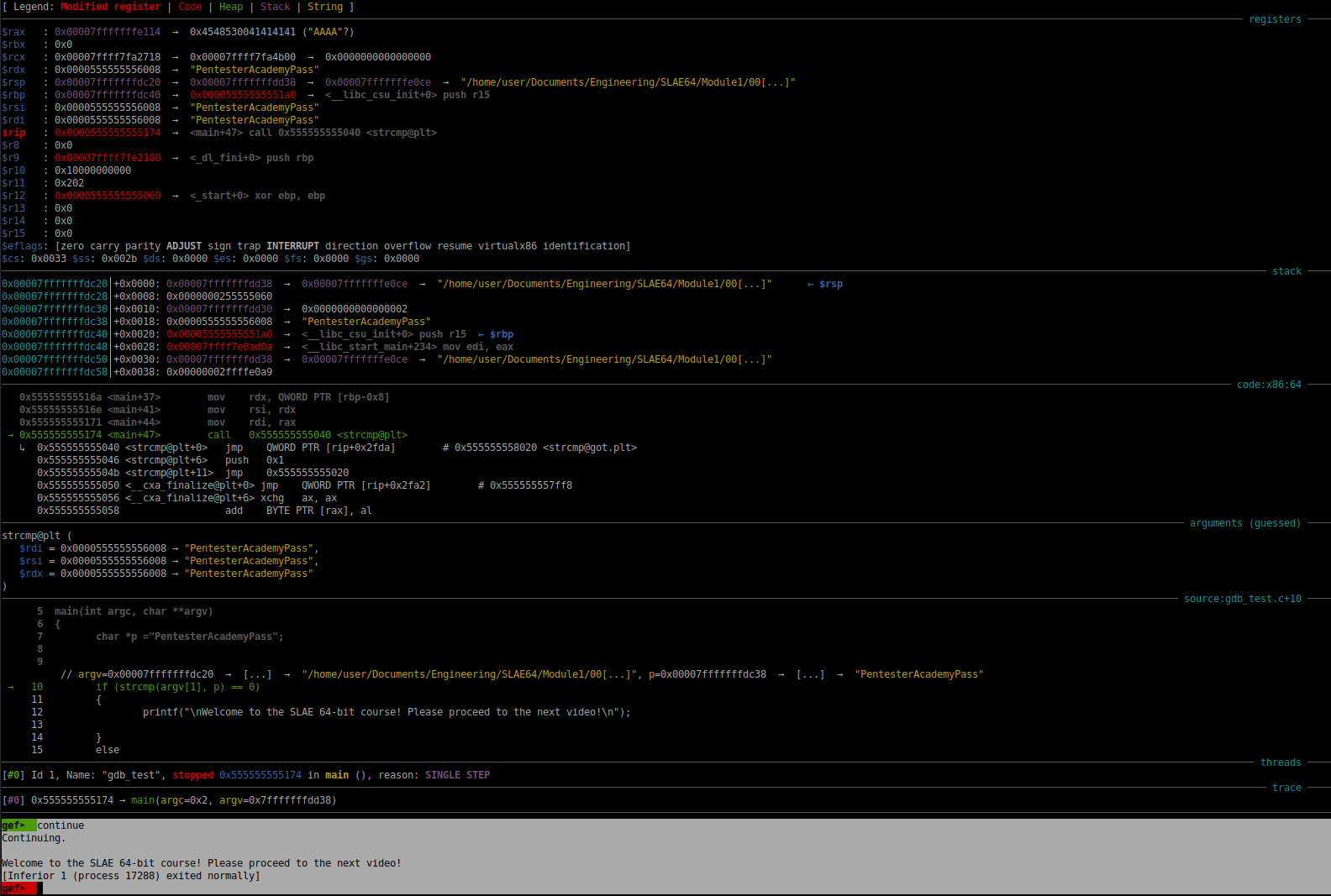 Successful Hack of *gdbtest*