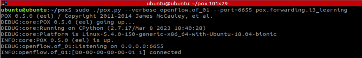 Starting Layer 3 Learning Application through POX