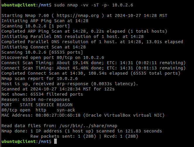 Client TCP Port Scan of Server