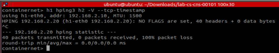 Check Blocking of TCP Traffic from Host 1 to Host 2