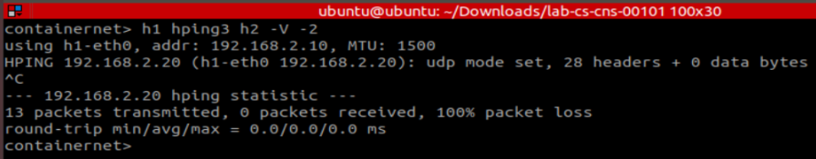 Check Blocking of UDP Traffic from Host 1 to Host 2