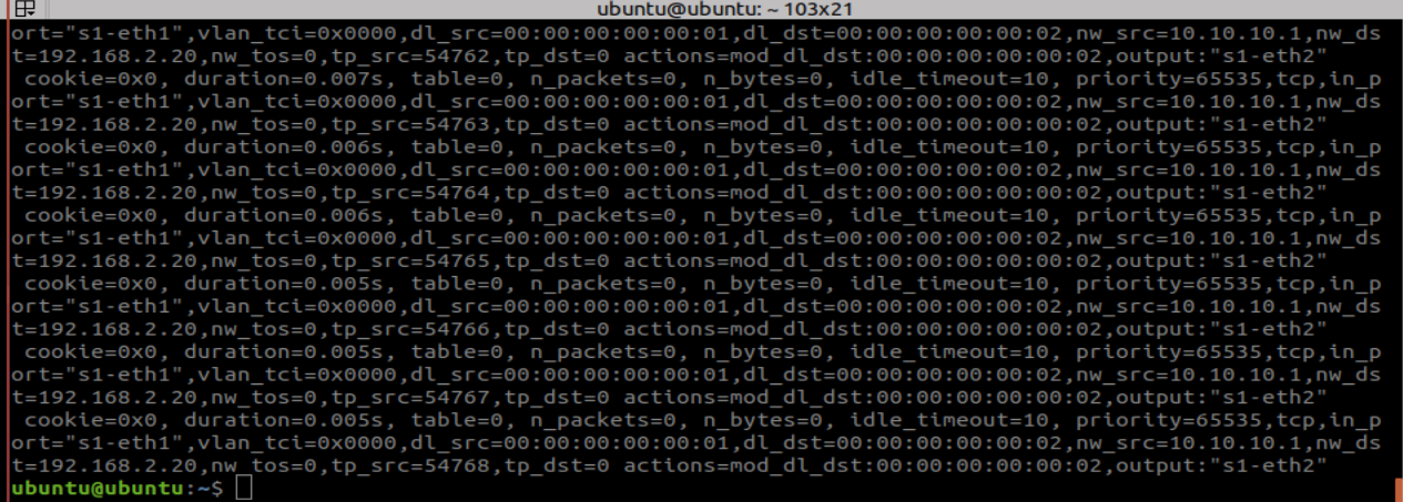 OpenFlow Entries during Packet Flood