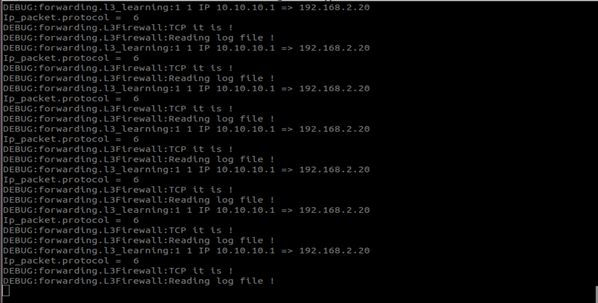 POX Controller Output during Packet Flood