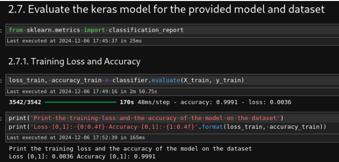 Evaluate Training Accuracy and Loss