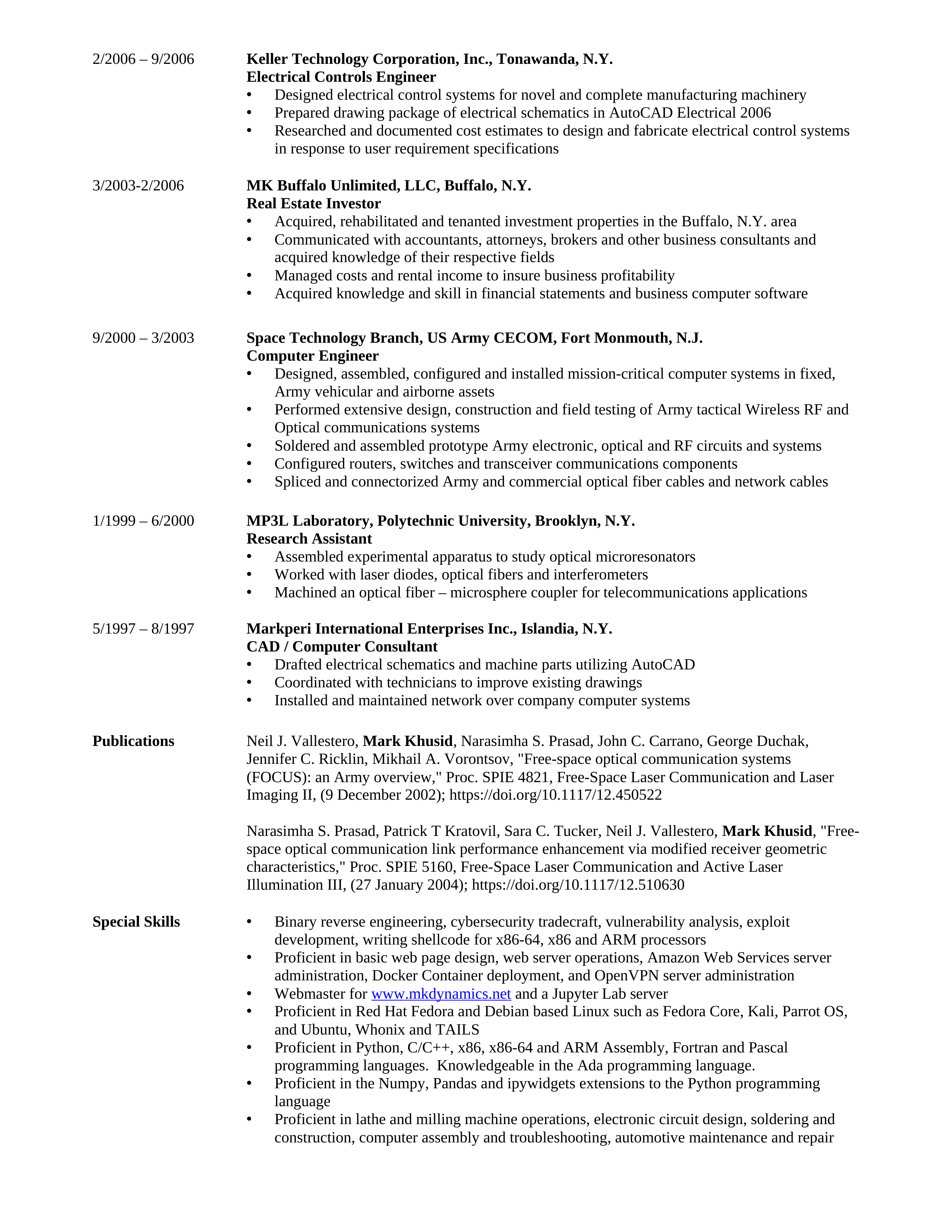 Mark Khusid's Resume